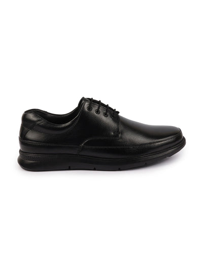 Shop Men Black Genuine Burnish Leather Formal Dress Lace Up Flat Heel Shoes For Office|Work Online.