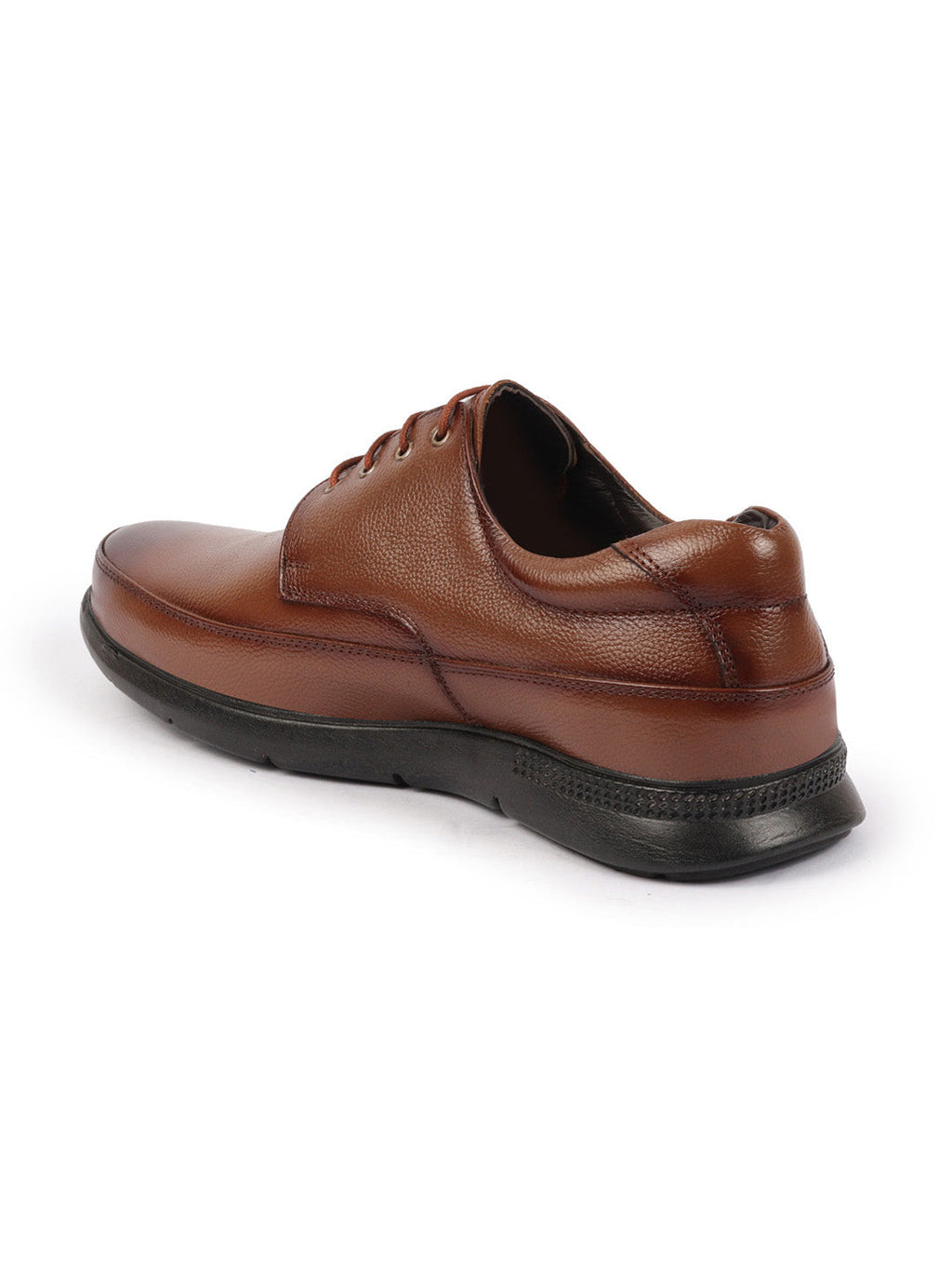 shop men tan genuine burnish leather formal dress lace up flat heel shoes for office work online.