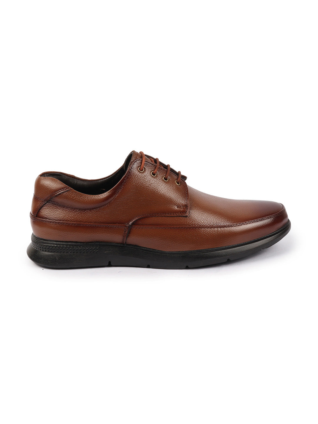 shop men tan genuine burnish leather formal dress lace up flat heel shoes for office work online.