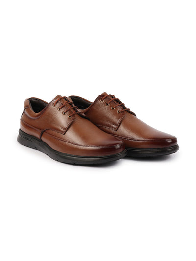 Shop Men Tan Genuine Burnish Leather Formal Dress Lace Up Flat Heel Shoes For Office|Work Online.