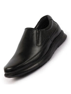 Shop Men Black Genuine Burnish Leather Formal Dress Slip On Flat Heel Shoes For Office|Work|Loafer|Half Shoes|Cut Shoe Online.