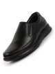 Men Black Genuine Burnish Leather Formal Dress Slip On Flat Heel Shoes For Office|Work|Loafer|Half Shoes|Cut Shoe