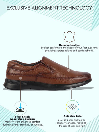 Shop Men Tan Genuine Burnish Leather Formal Dress Slip On Flat Heel Shoes For Office|Work|Loafer|Half Shoes|Cut Shoe Online.