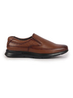 shop men tan genuine burnish leather formal dress slip on flat heel shoes for office|work|loafer|half shoes|cut shoe online.