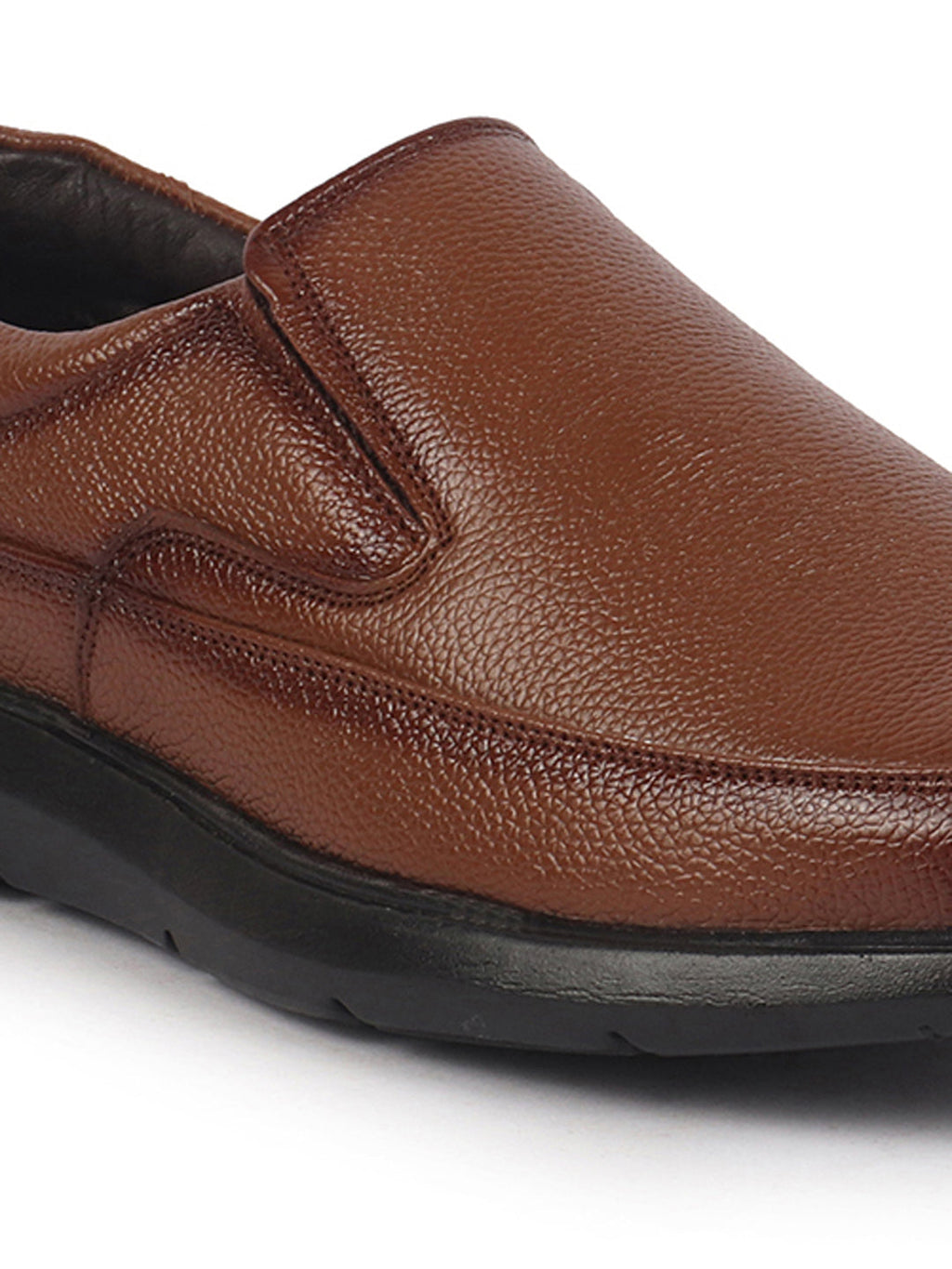 shop men tan genuine burnish leather formal dress slip on flat heel shoes for office|work|loafer|half shoes|cut shoe online.