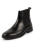 Shop Men Black Genuine Leather Brogue High Ankle Slip On Chelsea Boots|Tuxedo Shoes Online.