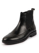 Men Black Genuine Leather Brogue High Ankle Slip On Chelsea Boots|Tuxedo Shoes