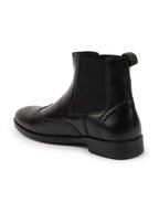 Shop Men Black Genuine Leather Brogue High Ankle Slip On Chelsea Boots|Tuxedo Shoes Online.