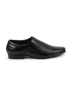 shop men black genuine leather textured formal dress slip on shoes for office work loafer half shoes cut shoe online.