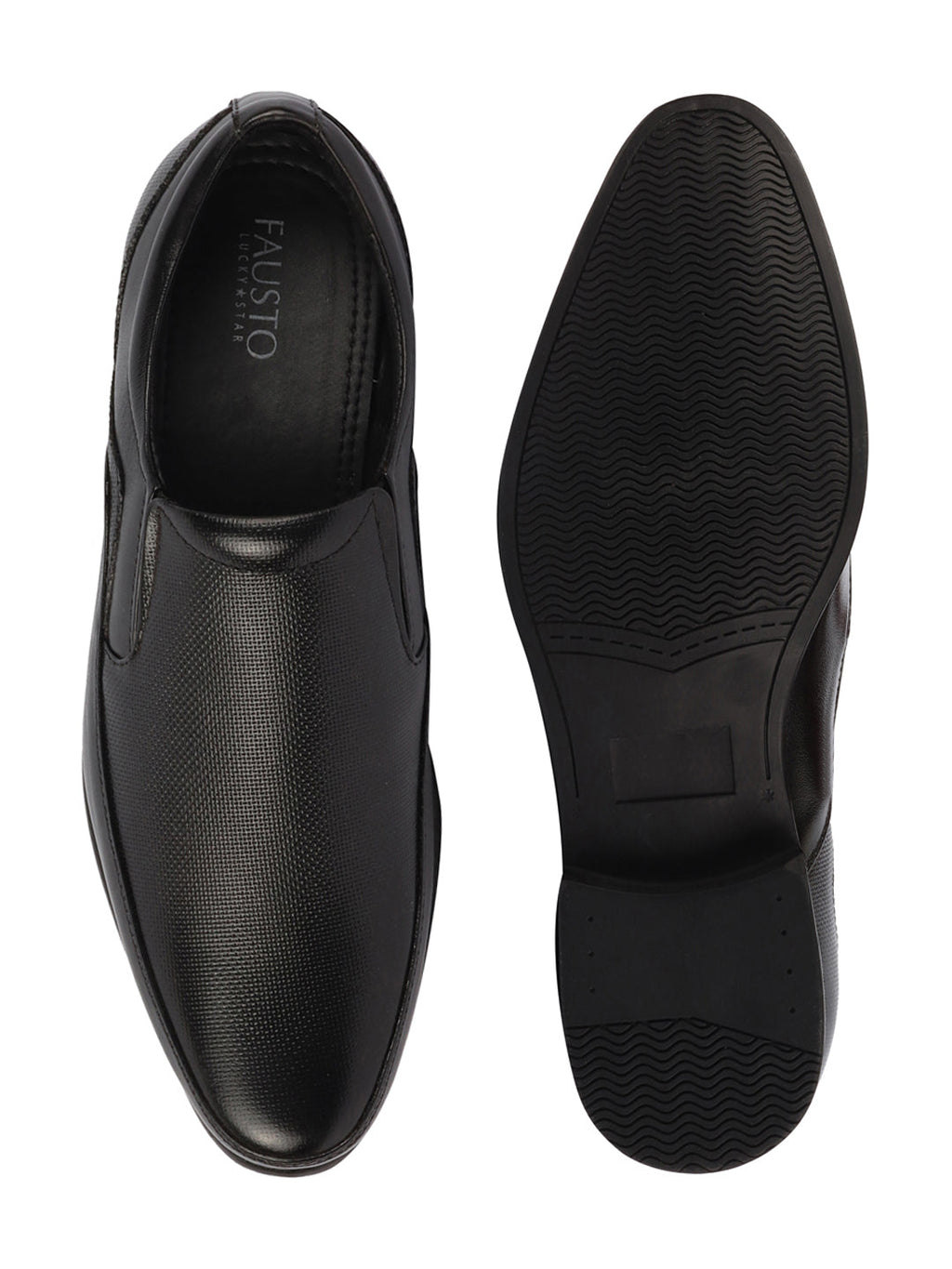 shop men black genuine leather textured formal dress slip on shoes for office work loafer half shoes cut shoe online.