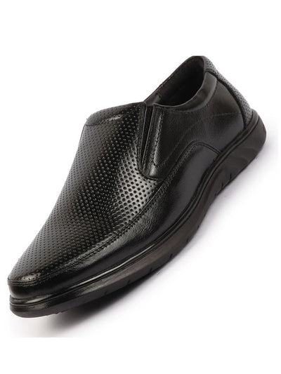 Buy Men Black Genuine Leather Formal Slip On Shoes For Office