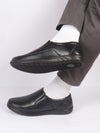 Men Black Genuine Leather Textured Formal Slip On Flat Heel Shoes For Office|Work|Broad Feet Formal Shoes