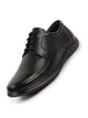 Men Black Genuine Leather Textured Formal Lace Up Flat Heel Shoes For Office|Work|Broad Feet Formal Shoes