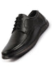 Men Black Genuine Leather Textured Formal Lace Up Flat Heel Shoes For Office|Work|Broad Feet Formal Shoes
