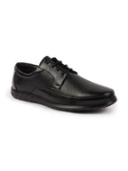 Shop Men Black Genuine Leather Textured Formal Lace Up Flat Heel Shoes For Office|Work|Broad Feet Formal Shoes Online.