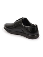 Shop Men Black Genuine Leather Textured Formal Lace Up Flat Heel Shoes For Office|Work|Broad Feet Formal Shoes Online.