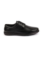 Shop Men Black Genuine Leather Textured Formal Lace Up Flat Heel Shoes For Office|Work|Broad Feet Formal Shoes Online.