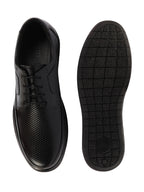 Shop Men Black Genuine Leather Textured Formal Lace Up Flat Heel Shoes For Office|Work|Broad Feet Formal Shoes Online.