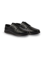 Shop Men Black Genuine Leather Textured Formal Lace Up Flat Heel Shoes For Office|Work|Broad Feet Formal Shoes Online.