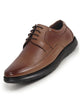 Men Tan Genuine Leather Textured Formal Lace Up Flat Heel Shoes For Office|Work|Broad Feet Formal Shoes