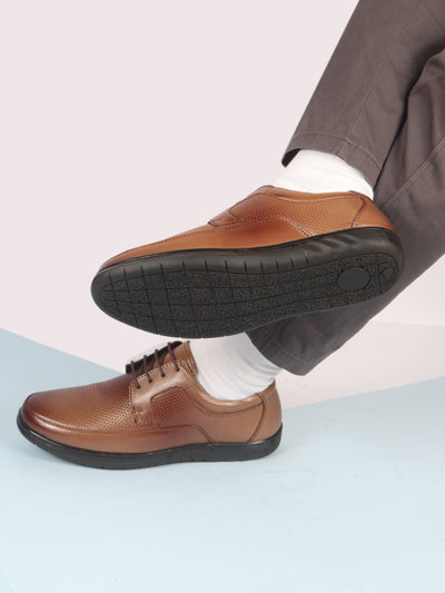 Buy Men Tan Genuine Leather Formal Flat Heel Shoes For Office