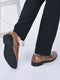men tan genuine leather textured formal lace up flat heel shoes for office|work|broad feet formal shoes