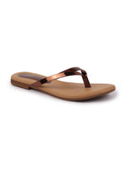 Shop Women Copper Shiny Sleek T-Strap Slipper With Cushioned Footbed|Flat Slipper For Party|Office Wear|Weekend Online.