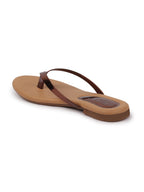 Shop Women Copper Shiny Sleek T-Strap Slipper With Cushioned Footbed|Flat Slipper For Party|Office Wear|Weekend Online.