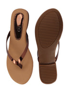 Shop Women Copper Shiny Sleek T-Strap Slipper With Cushioned Footbed|Flat Slipper For Party|Office Wear|Weekend Online.