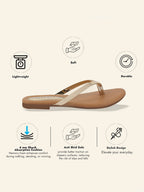 Women Gold Shiny Sleek T-Strap Slipper With Cushioned Footbed|Flat Slipper For Party|Office Wear|Weekend