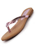 Women Pink Shiny Sleek T-Strap Slipper With Cushioned Footbed|Flat Slipper For Party|Office Wear|Weekend
