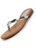 Women Silver Shiny Sleek T-Strap Slipper With Cushioned Footbed|Flat Slipper For Party|Office Wear|Weekend