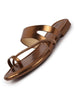 Women Brown Glossy Toe Ring Elastic Cross Strap Ethnic Slipper With Cushioned Footbed|Flat Slipper For Party|Festive|Wedding
