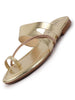 Women Gold Glossy Toe Ring Elastic Cross Strap Ethnic Slipper With Cushioned Footbed|Flat Slipper For Party|Festive|Wedding