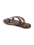 Shop Women Metal Glossy Toe Ring Elastic Cross Strap Ethnic Slipper With Cushioned Footbed|Flat Slipper For Party|Festive|Wedding Online.