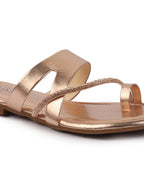 Shop Women Rose Glossy Toe Ring Elastic Cross Strap Ethnic Slipper With Cushioned Footbed|Flat Slipper For Party|Festive|Wedding Online.