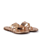 Shop Women Rose Glossy Toe Ring Elastic Cross Strap Ethnic Slipper With Cushioned Footbed|Flat Slipper For Party|Festive|Wedding Online.