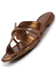 Women Copper Shiny Open Toe Embellished Design Slipper With Cushioned Footbed|Flat Slipper For Party|Festive|Wedding