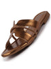 Women Copper Shiny Open Toe Embellished Design Slipper With Cushioned Footbed|Flat Slipper For Party|Festive|Wedding
