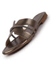 Women Metal Shiny Open Toe Embellished Design Slipper With Cushioned Footbed|Flat Slipper For Party|Festive|Wedding