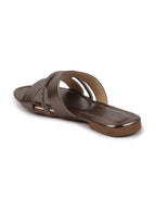 Shop Women Metal Shiny Open Toe Embellished Design Slipper With Cushioned Footbed|Flat Slipper For Party|Festive|Wedding Online.