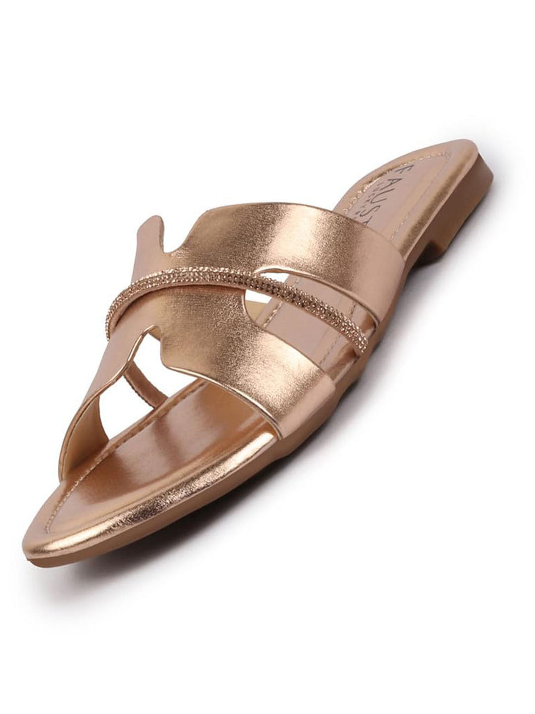 Shop Women Rose Shiny Open Toe Embellished Design Slipper With Cushioned Footbed|Flat Slipper For Party|Festive|Wedding Online.