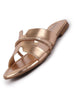 Women Rose Shiny Open Toe Embellished Design Slipper With Cushioned Footbed|Flat Slipper For Party|Festive|Wedding