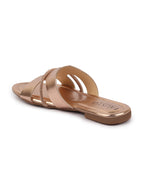 Shop Women Rose Shiny Open Toe Embellished Design Slipper With Cushioned Footbed|Flat Slipper For Party|Festive|Wedding Online.