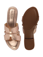 Shop Women Rose Shiny Open Toe Embellished Design Slipper With Cushioned Footbed|Flat Slipper For Party|Festive|Wedding Online.