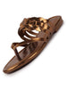 Women Copper Shiny Sleek T-Strap Flower Design Slipper With Cushioned Footbed|Flat Slipper For Party|Office Wear|Weekend