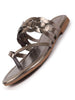 Women Metal Shiny Sleek T-Strap Flower Design Slipper With Cushioned Footbed|Flat Slipper For Party|Office Wear|Weekend