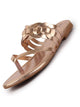 Women Rose Shiny Sleek T-Strap Flower Design Slipper With Cushioned Footbed|Flat Slipper For Party|Office Wear|Weekend