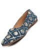 Women Blue Ethnic Silk Embroidery Zardozi Slip On Juttis and Mojaris for Wedding|Juttis for Lehanga|Festive Slip-On