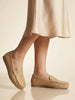 Women Beige Textured Flat Comfortable Lightweight Slip On Loafers|Office Shoe|Slip On Shoe|Anti Skid Rubber Sole